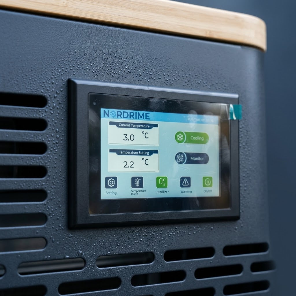 Nordrime control screen showing 3.0°C on the Basalt cold plunge